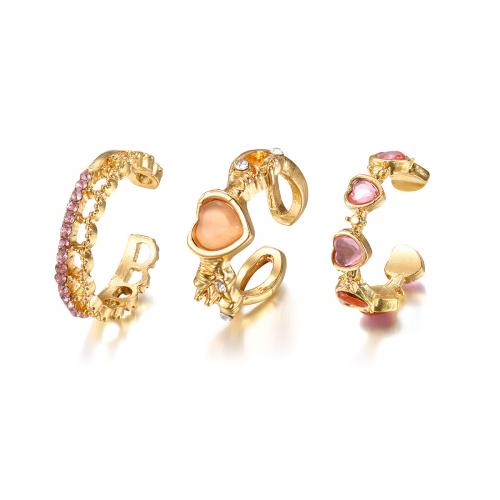 Zlatni sloj zlata, Cink Alloy, s Kristal, tri komada & modni nakit & za žene, više boja za izbor, nikal, olovo i kadmij besplatno, Prodano By Set