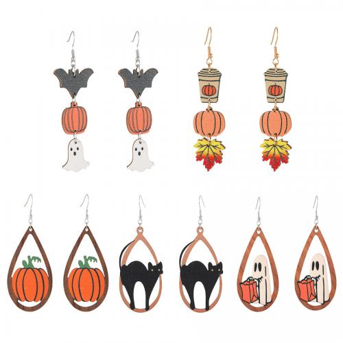New Hot Halloween Jewelry and Decor Wood with Zinc Alloy Halloween Design & fashion jewelry & for woman Sold By Pair