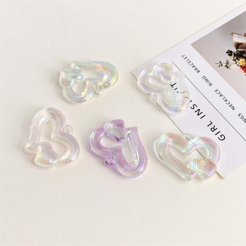 Acrylic Pendants, Heart, UV plating, DIY & hollow, more colors for choice, 34x26.50mm, Approx 200PCs/Bag, Sold By Bag