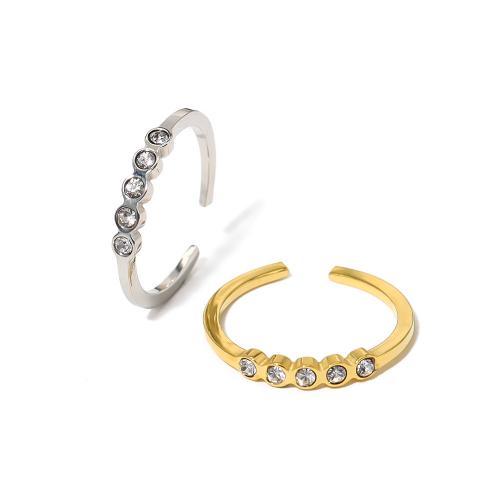 Cubic Zirconia nerezové prst prsten, 304 Stainless Steel, 18K pozlacené, módní šperky & micro vydláždit kubické zirkony & pro ženy, více barev na výběr, nikl, olovo a kadmium zdarma, Inside Diameter:18mm, Prodáno By PC