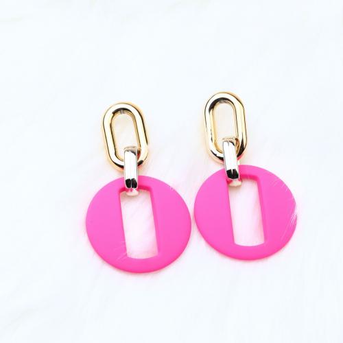 Acrylic Jewelry Earring, painted, fashion jewelry & for woman & hollow, more colors for choice, 68x40mm, Sold By Pair