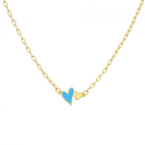 Brass Necklace, with 5CM extender chain, Heart, plated, for woman & enamel, more colors for choice, Length:Approx 38 cm, Sold By PC