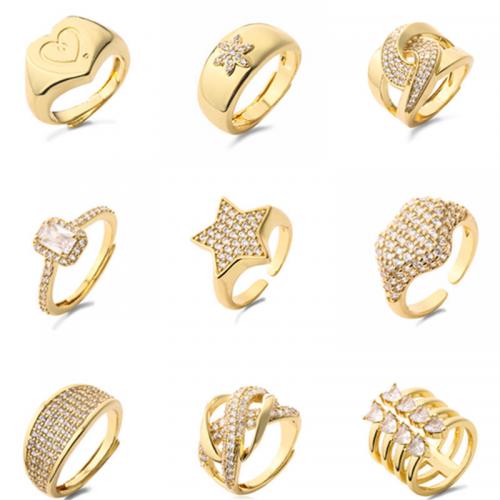 Cubic Zirconia Micro Pave Brass Ring plated & micro pave cubic zirconia & for woman Sold By PC