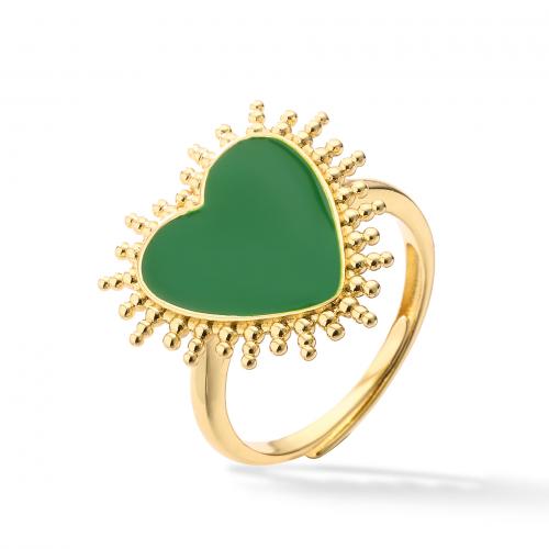 Brass Finger Ring, Heart, plated, for woman & enamel, more colors for choice, Sold By Pair