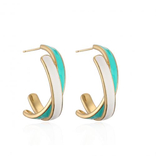 Brass Stud Earring, plated, for woman & enamel, more colors for choice, Sold By Pair