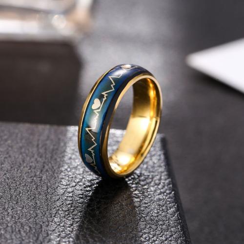 Titanium Čelik Finger Ring, modni nakit & različite veličine za izbor & za čovjeka & Raspoloženje emajl, više boja za izbor, nikal, olovo i kadmij besplatno, Prodano By PC