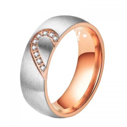 Titanium Steel Finger Ring Vacuum Ion Plating fashion jewelry & Unisex  & with rhinestone nickel lead & cadmium free Sold By PC