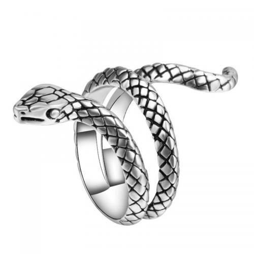 aleación de zinc anillo, Serpiente, chapado, Vintage & diverso tamaño para la opción & para hombre, tamaño:7-10, Vendido por UD