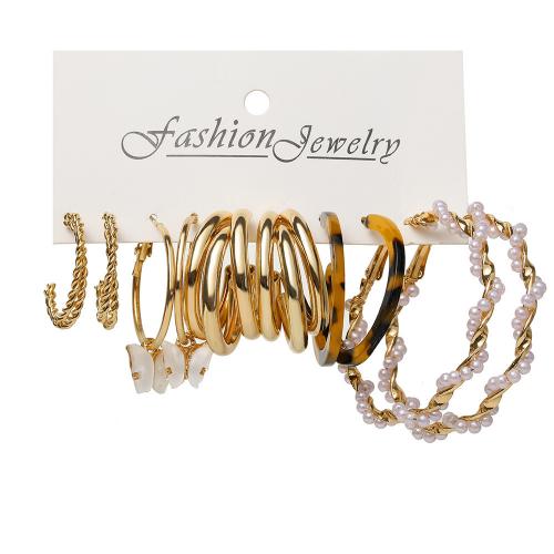 Zinklegierung Ohrring-Set, mit Kunststoff Perlen & Acryl, goldfarben plattiert, Modeschmuck & für Frau, earring length 20-50mm, verkauft von setzen