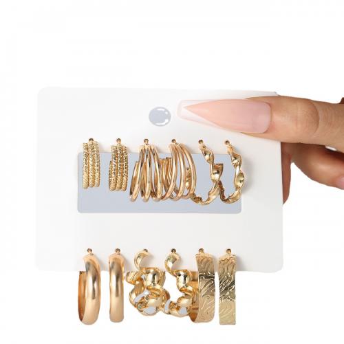 Zinc Alloy Earring Set with Plastic Pearl gold color plated fashion jewelry & for woman earring length  20-50mm Sold By Set