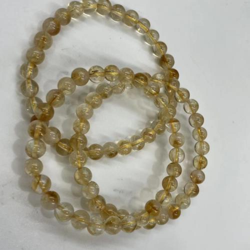 Bracelets quartz, perles de citrine, Rond, poli, bijoux de mode & unisexe & normes différentes pour le choix, Jaune, Longueur:Environ 18 cm, Vendu par PC