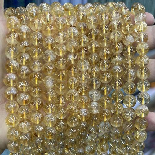 Natürlicher Citrin Perlen, Gelbquarz Perlen, rund, DIY, keine, 8mm, verkauft per ca. 38 cm Strang