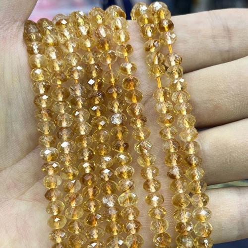 Naturlig krystal perler, Citrin, Abacus, du kan DIY & forskellig størrelse for valg & facetteret, gul, Solgt Per Ca. 38 cm Strand