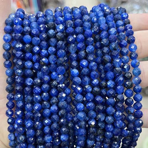Natürlicher Quarz Perlen Schmuck, Cyanit, rund, DIY & facettierte, blau, 6mm, verkauft per ca. 38 cm Strang