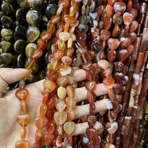 Koraliki z naturalnego agatu z paskami, Agat koronkowy, Serce, obyty, DIY & różnej wielkości do wyboru, dostępnych więcej kolorów, sprzedawane na około 38 cm Strand