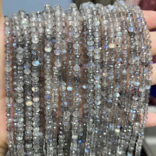 Perles en labradorite, DIY & facettes, gris, 3x4mm, Vendu par Environ 38 cm brin