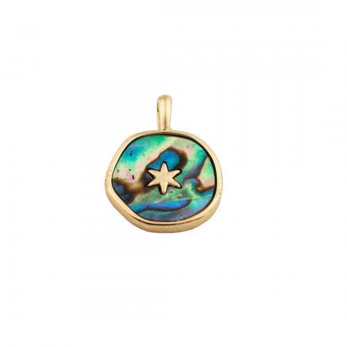 Brass Jewelry Pendants with Abalone Shell 14K gold plated DIY nickel lead & cadmium free Approx 3mm Sold By PC