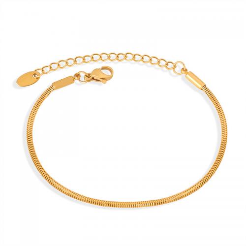 Pulseira de aço titânio, Partículas de aço, with 5cm extender chain, joias de moda & para mulher, dourado, comprimento Aprox 16 cm, vendido por PC