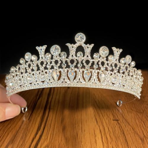 Bridal Tiaras, Tibetan Style, silver color plated, fashion jewelry & for woman & with rhinestone, silver color, nickel, lead & cadmium free, diameter 140mm,height 45mm, Sold By PC