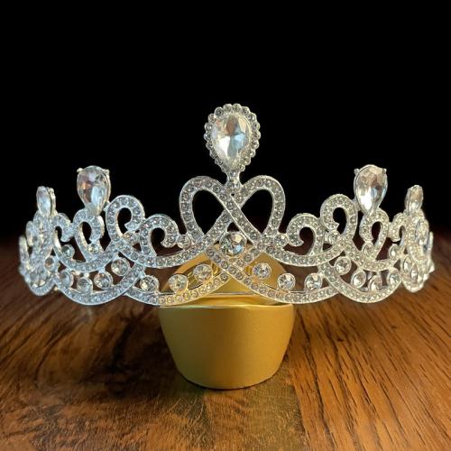 Bridal Tiaras, Tibetan Style, silver color plated, fashion jewelry & for woman & with rhinestone, silver color, nickel, lead & cadmium free, diameter 145mm,height 60mm, Sold By PC