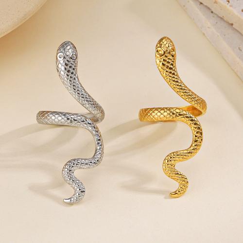 Stainless Steel Finger Ring, 304 Stainless Steel, Snake, Vacuum Ion Plating, fashion jewelry & for woman, more colors for choice, inner diameter 17mm, Sold By PC