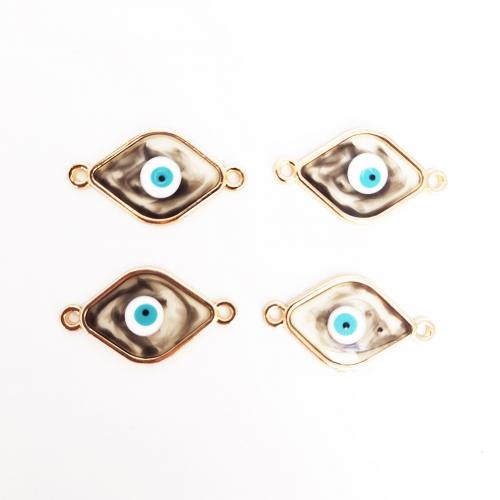 Evil Eye Connector, Tibetan Style, Rhombus, gold color plated, DIY & evil eye pattern & enamel & 1/1 loop, more colors for choice, 27x15mm, 10PCs/Bag, Sold By Bag