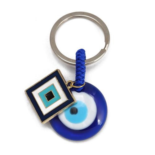 Bag Purse Charms Keyrings Keychains Zinc Alloy with Knot Cord & Resin gold color plated evil eye pattern & enamel nickel lead & cadmium free 670mm Sold By Bag
