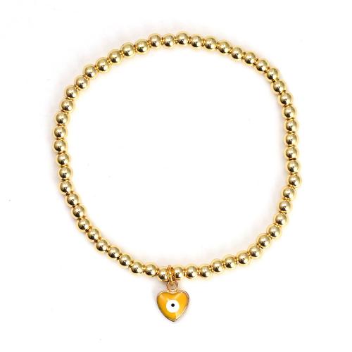 Evil Eye Jewelry Bracelet Brass with Zinc Alloy Heart gold color plated fashion jewelry & evil eye pattern & for woman & enamel nickel lead & cadmium free Sold By PC