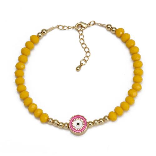 Evil Eye Jewelry Bracelet Crystal with Brass gold color plated fashion jewelry & evil eye pattern & for woman Sold By PC