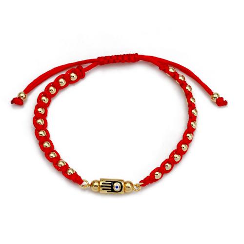 Bracelet Evil Eye bijoux, Cordon de noeud, avec laiton, Placage de couleur d'or, bijoux de mode & réglable & pour femme, plus de couleurs à choisir, Vendu par PC