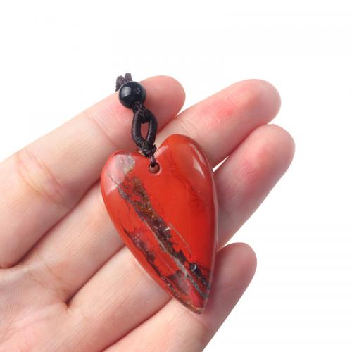 Natural Gemstone Necklace, with Nylon Cord, Heart, fashion jewelry & different materials for choice, more colors for choice, 25x40mm, Length:38 cm, Sold By PC