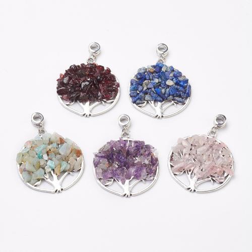 Tibetan Style Pendants, with Gemstone, plated, DIY & different materials for choice, more colors for choice, nickel, lead & cadmium free, 54.50mm, 25PCs/Bag, Sold By Bag