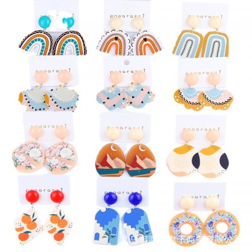 Acryl Schmuck Ohrring, Einbrennlack, Modeschmuck & verschiedene Stile für Wahl & für Frau, 52x36mm, verkauft von Paar