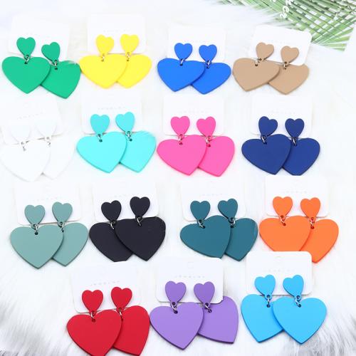 Acrylic Jewelry Earring Heart stoving varnish fashion jewelry & for woman Sold By Pair