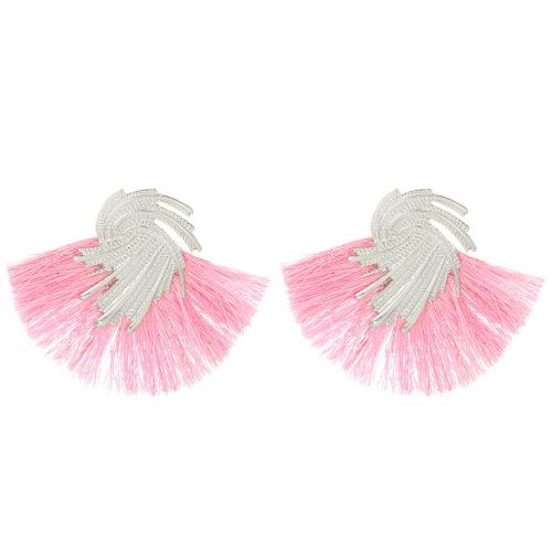 Zinc Alloy Stud Earring with Cotton Thread Fan plated fashion jewelry & for woman nickel lead & cadmium free Sold By Pair