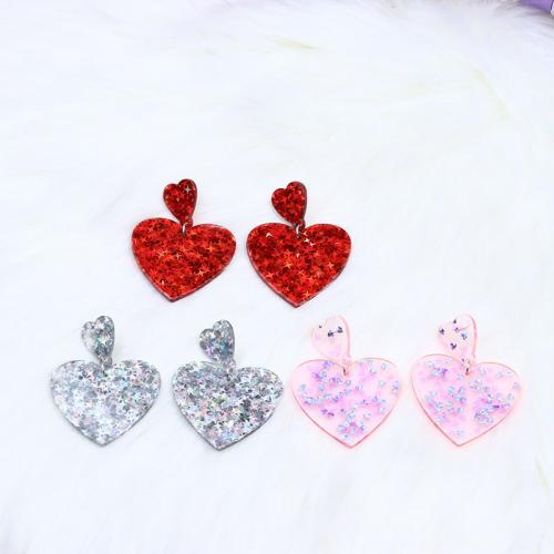 Acrylic Jewelry Earring Heart fashion jewelry & for woman Sold By Pair