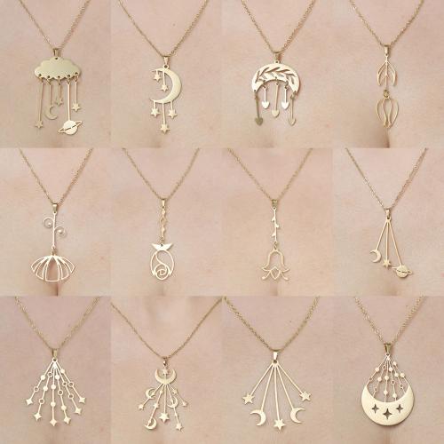 Stainless Steel Jewelry Necklace, 304 Stainless Steel, polished, fashion jewelry & different styles for choice & for woman, golden, nickel, lead & cadmium free, Length:Approx 45-50 cm, Sold By PC