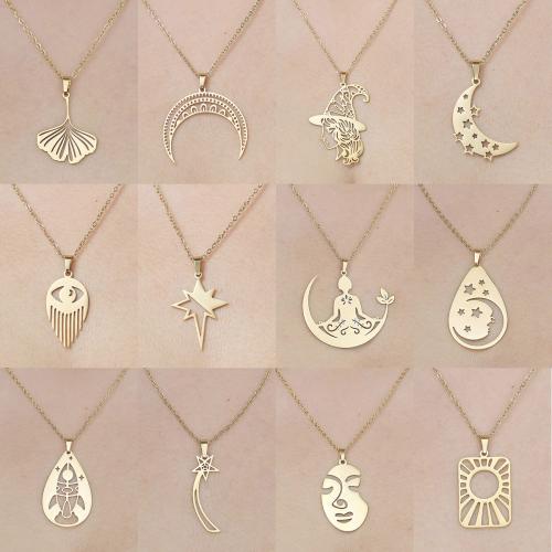 Stainless Steel Jewelry Necklace 304 Stainless Steel polished fashion jewelry & for woman golden nickel lead & cadmium free Length Approx 45-50 cm Sold By PC