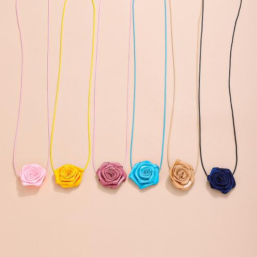 Mode-Halskette, Stoff, Blume, handgemacht, Modeschmuck & für Frau, keine, Länge:ca. 102 cm, verkauft von PC