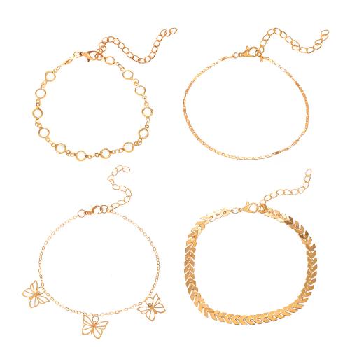 Zinc Alloy Anklet plated 4 pieces & fashion jewelry & for woman & with rhinestone nickel lead & cadmium free Sold By Set