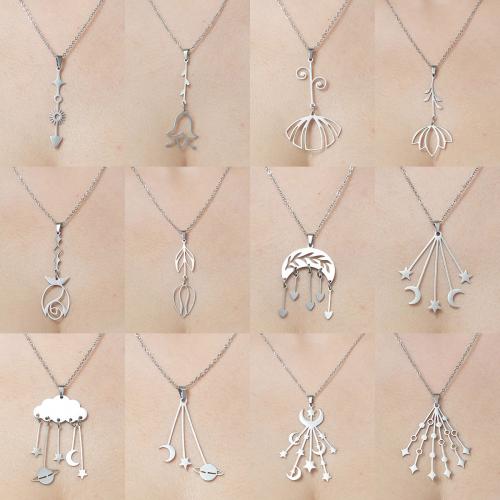 Stainless Steel Jewelry Necklace, 304 Stainless Steel, polished, fashion jewelry & different styles for choice & for woman, original color, nickel, lead & cadmium free, Length:Approx 45-50 cm, Sold By PC