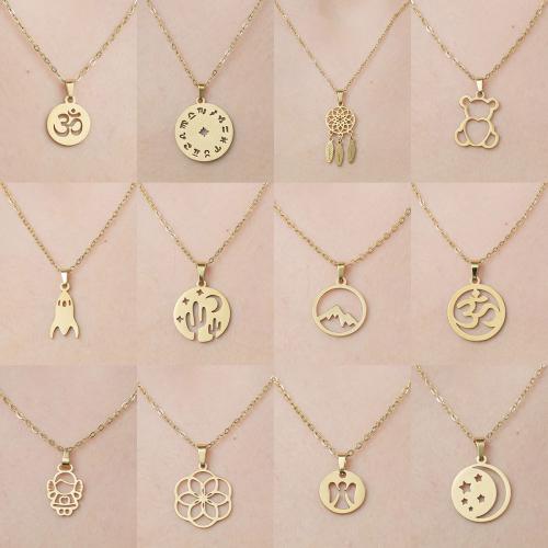 Stainless Steel Jewelry Necklace, 304 Stainless Steel, polished, fashion jewelry & different styles for choice & for woman, gold, nickel, lead & cadmium free, Length:Approx 45-50 cm, Sold By PC