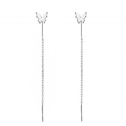 Brass Thread Through Earrings fashion jewelry & for woman silver color nickel lead & cadmium free Sold By Pair