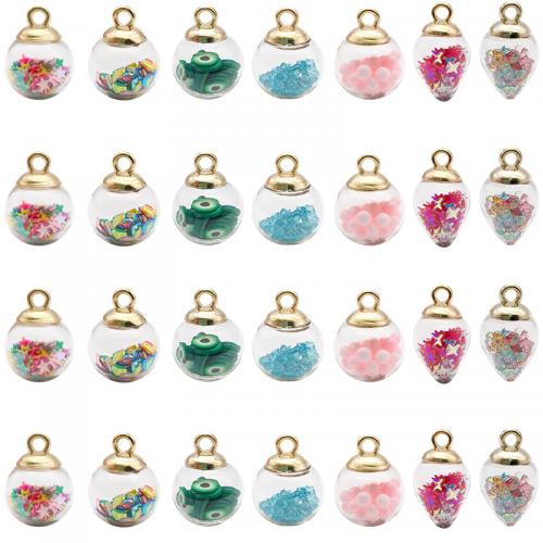 Glass Vial Pendant Zinc Alloy with Glass plated mixed pattern & DIY about Sold By Bag