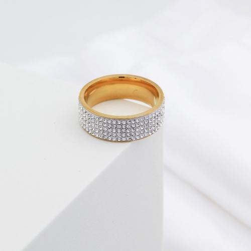 Titanium Čelik Finger Ring, modni nakit & različite veličine za izbor & za čovjeka & s Rhinestone, više boja za izbor, nikal, olovo i kadmij besplatno, Prodano By PC