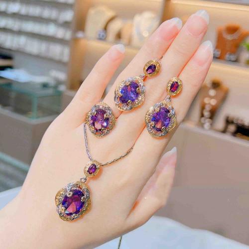 Brass Jewelry Set, with Crystal, Geometrical Pattern, plated, different styles for choice & for woman & with rhinestone, Sold By PC