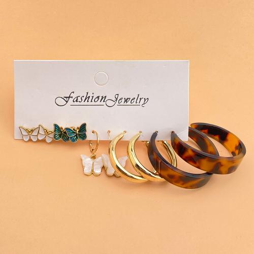 Zinklegierung Ohrring-Set, mit Kunststoff Perlen & Acryl, goldfarben plattiert, verschiedene Stile für Wahl & für Frau, earring length 13-40mm, verkauft von setzen