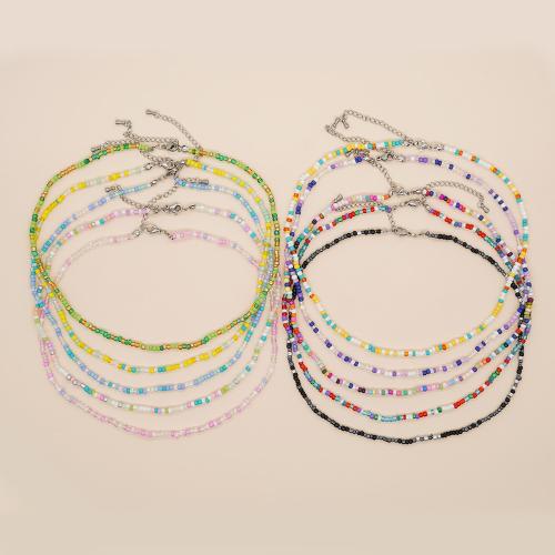 Glasperlen -Halsketten-, Seedbead, mit 304 Edelstahl, mit Verlängerungskettchen von 5cm, Modeschmuck & unisex, keine, Länge:ca. 42 cm, verkauft von PC