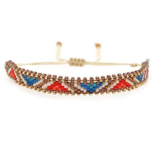 Bracelet de perles de verre, Seedbead, avec Cordon de noeud, Réglable & bijoux de mode & unisexe, couleurs mélangées, 9mm, Longueur:Environ 28 cm, Vendu par PC