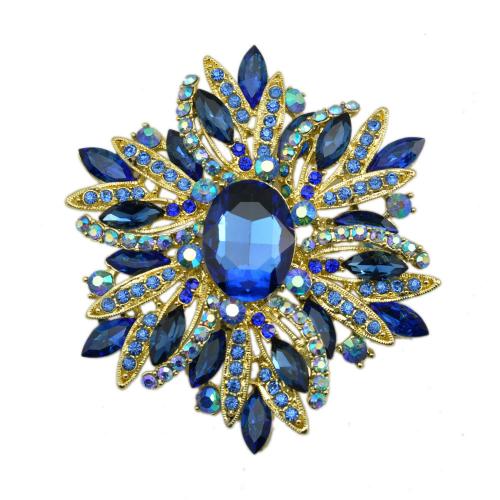 Tibetan Style Brooches, Flower, plated, fashion jewelry & Unisex & with rhinestone, more colors for choice, 85x85mm, Sold By PC
